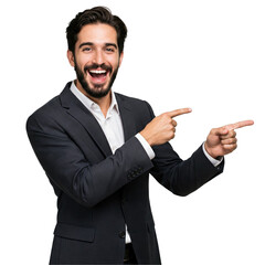 young businessman pointing at something