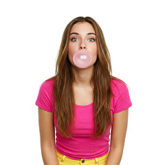 young girl blowing bubbles
