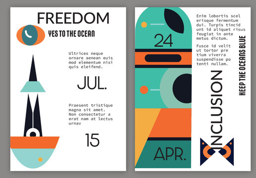 Flyer A4 Abstract Futuristic Shape Flat Colors