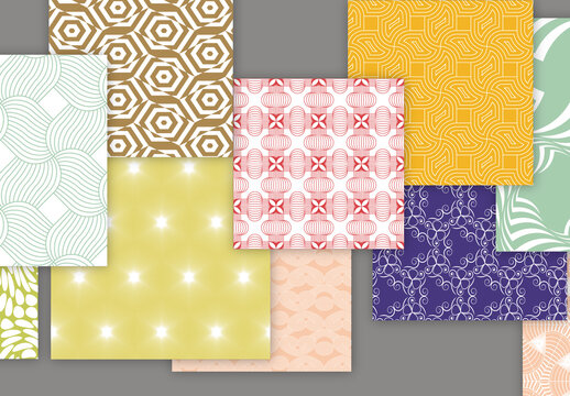 Collection of seamless geometric minimalistic patterns