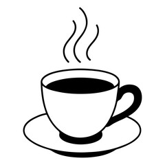 Obraz premium Hot steaming coffee cup vector icon