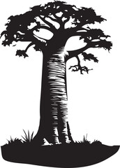 Baobab tree icons set vector silhouette isolated design on white background