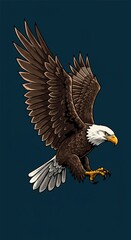 Obraz premium Pose Dinâmica de Águia – Vetor Criado com IAUso: Designs para tatuagem, logotipos esportivos, produtos de aventura