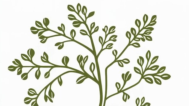 Elegant botanical illustration of a stylized fern frond against white background