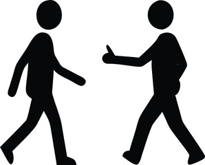 Simple Walking People Icon Silhouettes