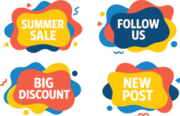 Vector illustration representing a collection of abstract background designs for social media promotional content during a summer sale