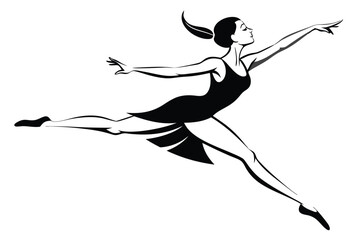 Elegant Ballerina Leaping Silhouette Art