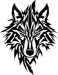 Fototapeta premium Powerful Wolf Head Illustration – Striking Black & White Vector Art with Sharp Details for Tattoos, Logos, Prints & Branding