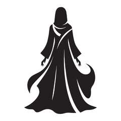 Naklejka premium Sleek Abaya silhouette outline – Abaya silhouette – Abaya vector – Abaya illustration – ladies dress silhouette – silhouette of Abaya