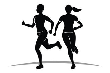 Women Running Silhouette Fitness Sport Jogging