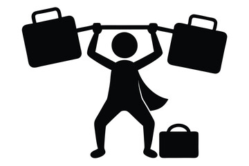 Superhero Lifting Briefcases Business Success