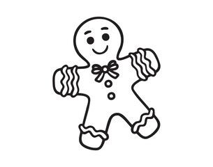 Christmas cookie gingerbread man icon doodle hand drawn. Outline drawing New year biscuit ginger man line clipart symbol 