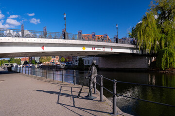 View of the city on the Brda River. Bydgoszcz, Poland.
