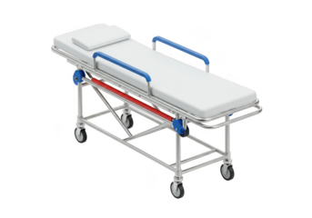 Hospital stretcher medical cart isolated on transparent background