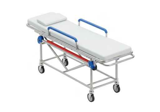 Hospital stretcher medical cart isolated on transparent background