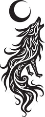 Obraz premium Tribal Howling Wolf and Moon vector