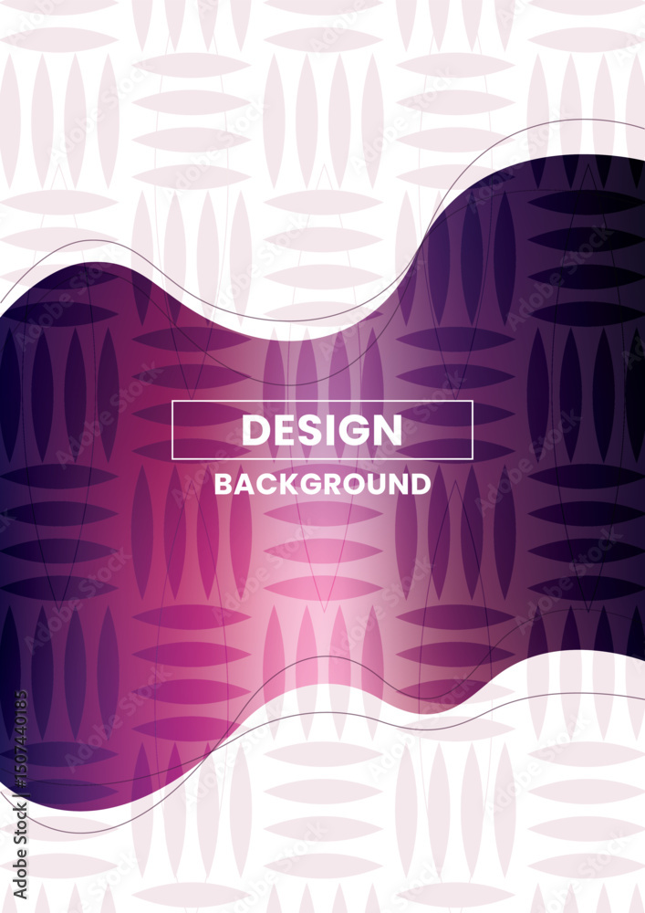 Wall mural abstract vector background with purple gradients, geometric leaf shape patterns and smooth wave line