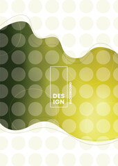 Abstract vector background with green and yellow gradients, geometric circle patterns and smooth wave lines.