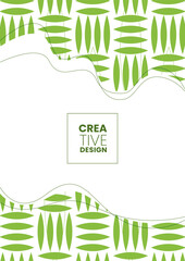 Green geometric abstract background with leaf pattern.