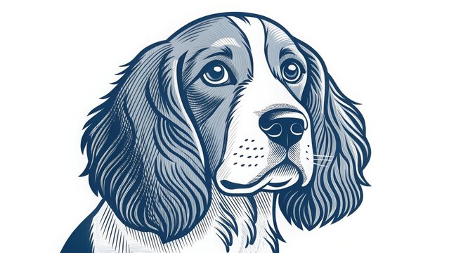 Elegant blue and white springer spaniel dog portrait