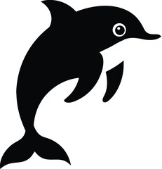 Fototapeta premium Black dolphin silhouette – vector icon on transparent background