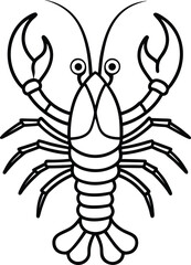 Minimal outline lobster icon – vector graphic of marine animal