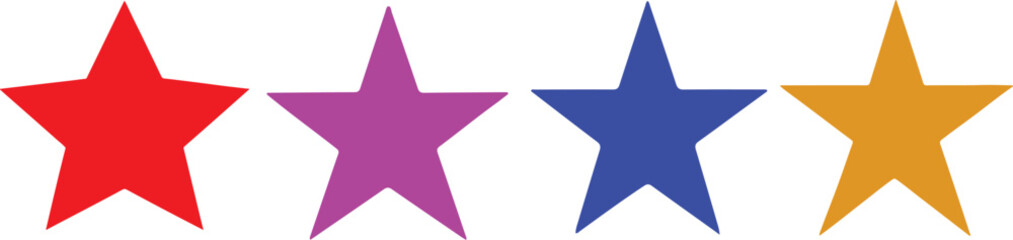 simple multicolored stars, 4 different colored stars, minimalist geometric shapes, modern abstract art, bold vibrant colors, vector illustration
