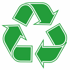 Obraz premium Flat icon of a classic recycle symbol in vivid greens with simple design