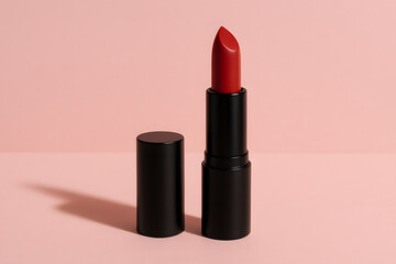 Red Lipstick Mock-Up on Pink Background