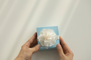Jewelry gift box in hand