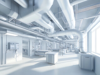 Modern Industrial Facility with Pipelines and Machinery