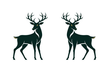 Fototapeta premium Deer silhouette vector art illustration horns. deer head silhouette on white background.