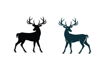 Fototapeta premium Deer silhouette vector art illustration horns. deer head silhouette on white background.