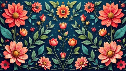 Intricate floral motifs create a flowing, continuous design , beauty, wallpaper