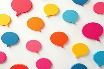 Seamless pattern of colorful speech bubbles on a white background, fun, chat, communication