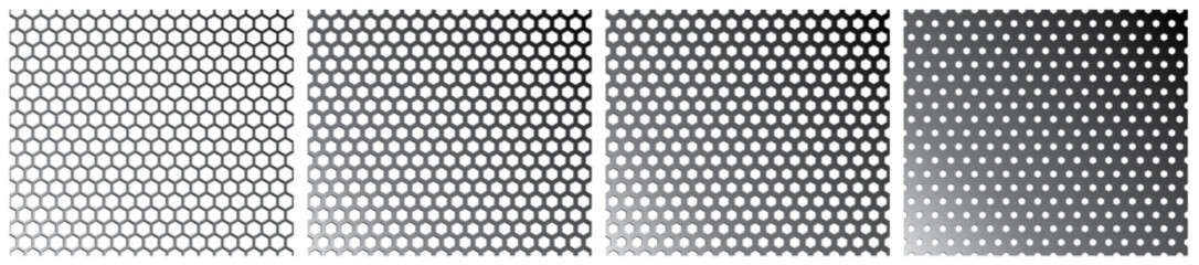 vector seamless hexagonal perforated metal plate in four variations