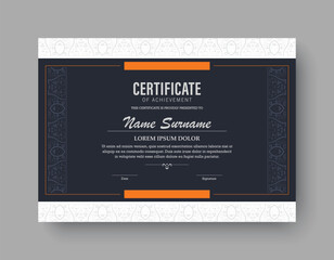 Ornate Decorative Certificate Template Vector Design for Achievement and Award