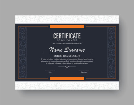 Ornate Decorative Certificate Template Vector Design for Achievement and Award