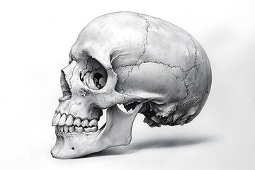 Vintage skull drawing realistic anatomy high resolution photo