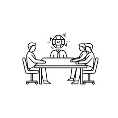 Office meeting with AI hologram assistant, for presentations