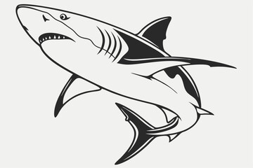 Striking Shadows: Shark Vector in Black and White