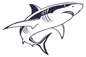 Striking Shadows: Shark Vector in Black and White