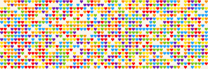 Rainbow Heart Mosaic, seamless vector pattern with colorful hearts in a rainbow palette. Perfect for backgrounds, textiles, and festive banner designs, this vibrant pattern spreads love and joy 
