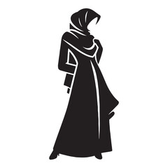 Black silhouette design of hijab form – hijab silhouette – hijab vector – hijab illustration – ladies dress silhouette – silhouette of hijab

