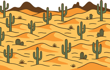 The landscape features a seamless background that includes a desert and cactus