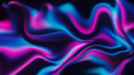 Vibrant flowing liquid metallic background in pink, blue, purple neon colors on dark. Abstract psychedelic marbled texture, modern art design fluid motion.