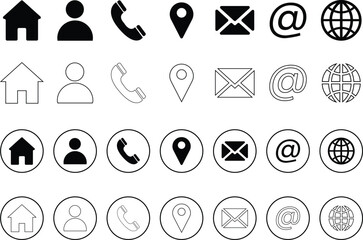 Contact information icons. set of web icons. Contains icons- Name, Address, Phone, Website, Mail, Location symbol. Business card contact information icon. vector illustration.