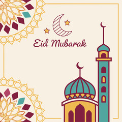 Fototapeta premium Eid mubarak and islamic greeting card , poster, banner design, abstract vector illustration design 