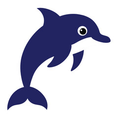 dolphin blue colour silhouette vector icon isolated editable illustration design