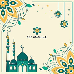 Eid mubarak and islamic greeting card , poster, banner design, abstract vector illustration design	